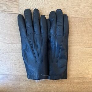 Wilsons Black Leather Gloves With White Rabbit Fur Lining Women’s Size Medium